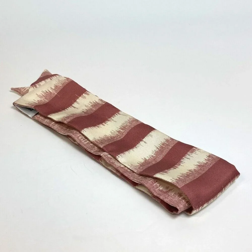 UNUSED DIOR Logo Mitsua Twilly Scarf silk Beige x Dusty Pink